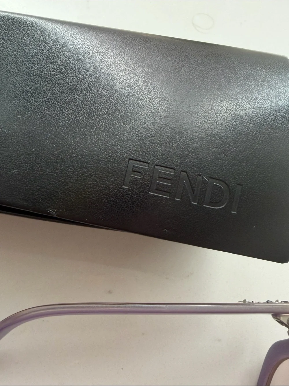 Fendi Lavender Square Sunglasses with Crystal Temple Detail